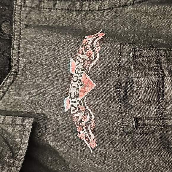 Black chambray and lace snap button victory shirt - Picture 5 of 8